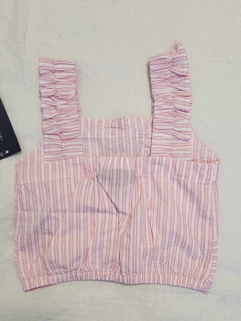 Tommy Hilfiger Girls Pink White Striped Tie Front Top & Ruffled Shorts Set NWT - Picture 4 of 10
